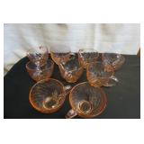 9 Set of Vtg Arcoroc Rosaline Pink Swirl Teacups
