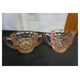 Vtg Pink Glass Creamer & Sugar Dish