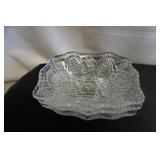 3 Vtg Glass Hobstar Pattern Cut Glass Candy Dish