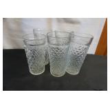 5 Vtg Anchor Hocking Cut Diamond Drinking Glasses