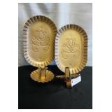 Pair of 2 Gold Tin Punch Candle Holder