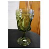 Vtg Fairfield Avocado Green Glass Goblet