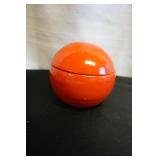 Vtg Red Round Ceramic Lidded Candy Dish