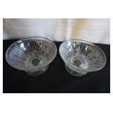 2 Vtg Pressed Glass Footed Bowl
