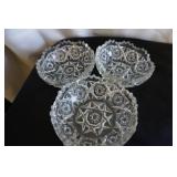 3 Westmoreland Clear Glass English Hobnail Bowls