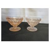 2 Vtg Pressed Glass Dessert Bowls