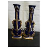 2 Vtg Goldra E.palestine Violin Wall Pocket Vases