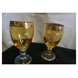 Pair of Vtg Gold Etched Greek Key Glasses