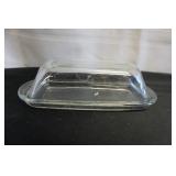 Vtg Clear Glass Butter Dish