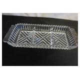 Vtg Clear Glass Relish Plate