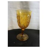 Vtg Amber Glass Goblet