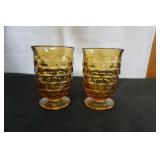 Vtg Indiana Glass Whitehall Amber Juice Glasses