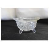 Vtg Clear Glass Fenton Button Daisy Footed Ashtray