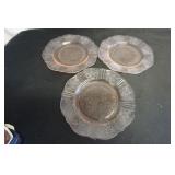 3 Pink Depressions Glass Plates Cherry Blossom