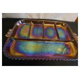 Vtg 5 Part Relish Dish Carnival Glass in box