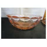 Vtg Pink Depression Glass Serving Bowl
