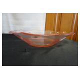Vtg Pink Depression Glass Dish 2 Handled