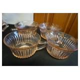 4 Vtg Pink Depression Glass Teacup Queen Mary