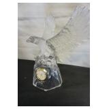 Vtg Royal Lead Crystal Rock Eagle Clock