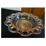 Vtg Anchor Hocking Pink Lace Old Colony Bowl