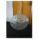 Vtg Cear Glass Candy Dish w/lid