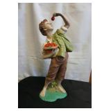 Vtg Ceramic Figurine of Young Boy Picking Cherries