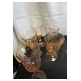5 Vtg Pink Pressed Glasses