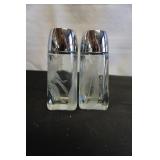 Pair of Vtg Glass S&P Shakers w/metal lids
