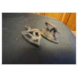 Vtg Mini Cast Iron Iron & Holder