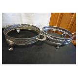 2 Vtg Silver Plated Hot Dish Holder