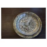 Vtg Geometric Cut Glass on a Silver Plate Tray