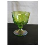 Vtg Green Carnival Glass Sugar Bowl