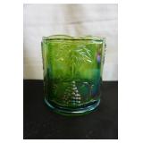 Vtg Indiana Glass Green Iridescent Canister