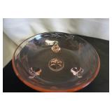 Vtg Pink Depression 3 Legged Bowl
