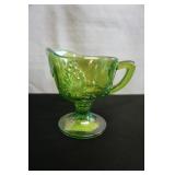 Vtg Green Carnival Glass Creamer