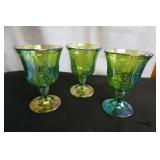 Vtg Indiana Glass Carnival Green Goblet