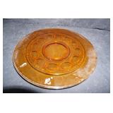 Vtg Amber Colored Glass Serving Platter