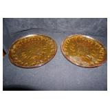 2 Indiana Glass Amber Line 625 Icicles Snack Plate