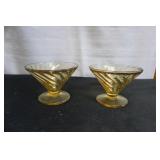 2 Vtg Federal Glass Diana Amber Footed Bowls