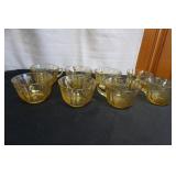 6 Vtg Amber Madrid Glass Cups