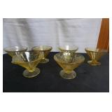 6 Vtg Amber Madrid Depression Glass Sherbet Bowl