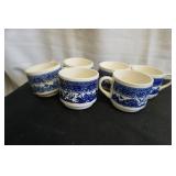 Collection of 6 Cups Blue Willow
