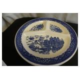 3 Blue Willow Divided Plates
