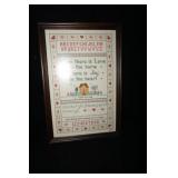 Cross Stitched Wall Decor Framed