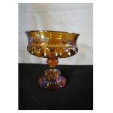 Amber Colored Kings Crown/Thumbprint Compote