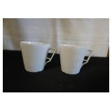 2 Vtg White Coffee Mugs