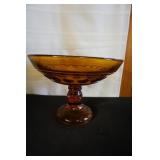 Amber Colored Glass Compote Dish King's Crown