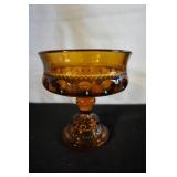 Amber Colored Kings Crown/Thumbprint Compote
