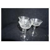 3 Libbey Rock Sharpe Crystal Champagne Glasses