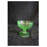 Vtg Footed Sherbet Dessert Dish Uranium Green